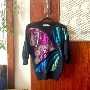 Black vintage dolman 3/4 sleeve sweater